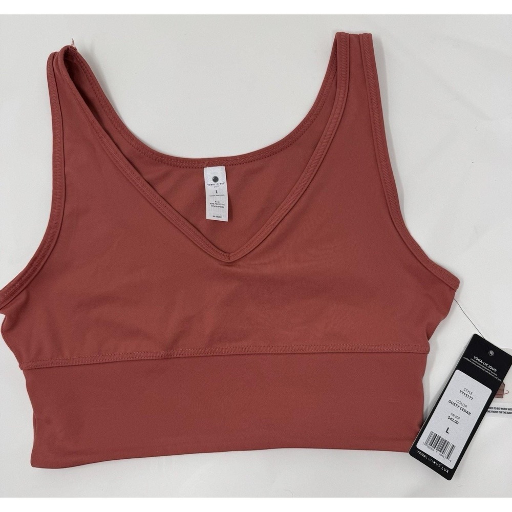 NWT Yogalicious LUX Crop Top Built‎ In Bra Women's Size L~Retail $42